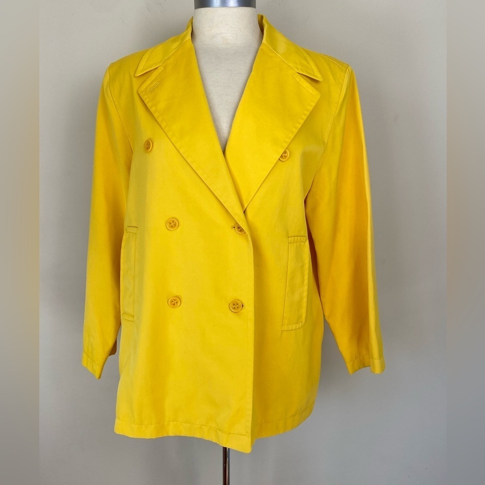 90’s EMANUEL UNGARO Yellow Double Breasted Pea Coat Jacket L
